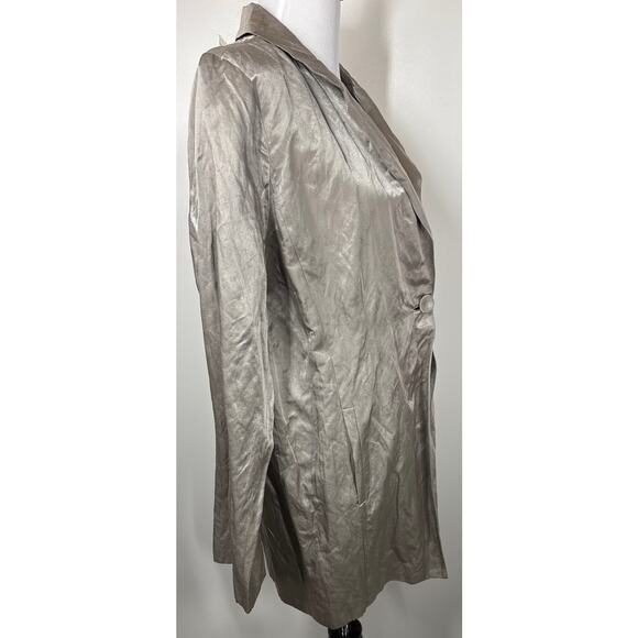 Eileen Fisher Silver Satin Crinkle, Rumple Blazer Jacket, XL New with Tags, NWT - Picture 5 of 10